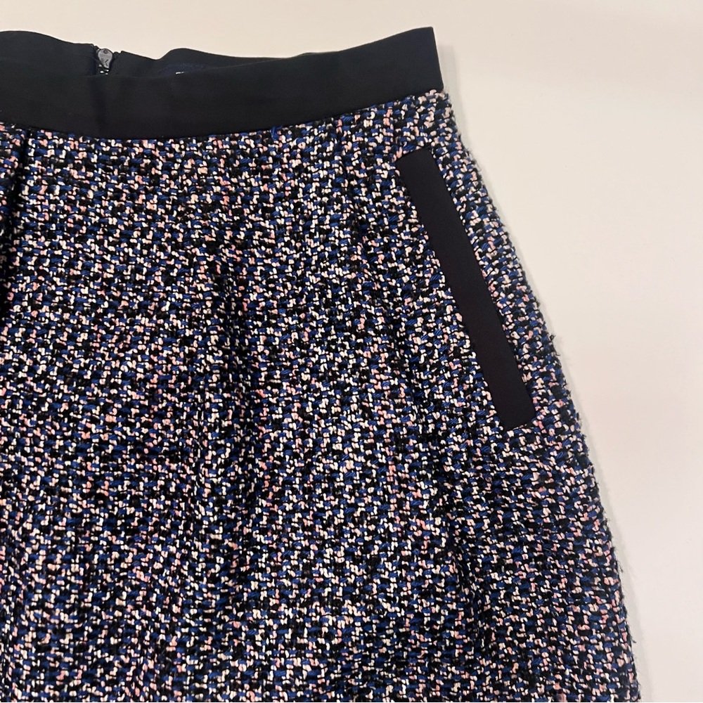 French‎ Connection Multi-Color Tweed w/ Black Contrast A-Line Mini Skirt Size 6 - Picture 5 of 13